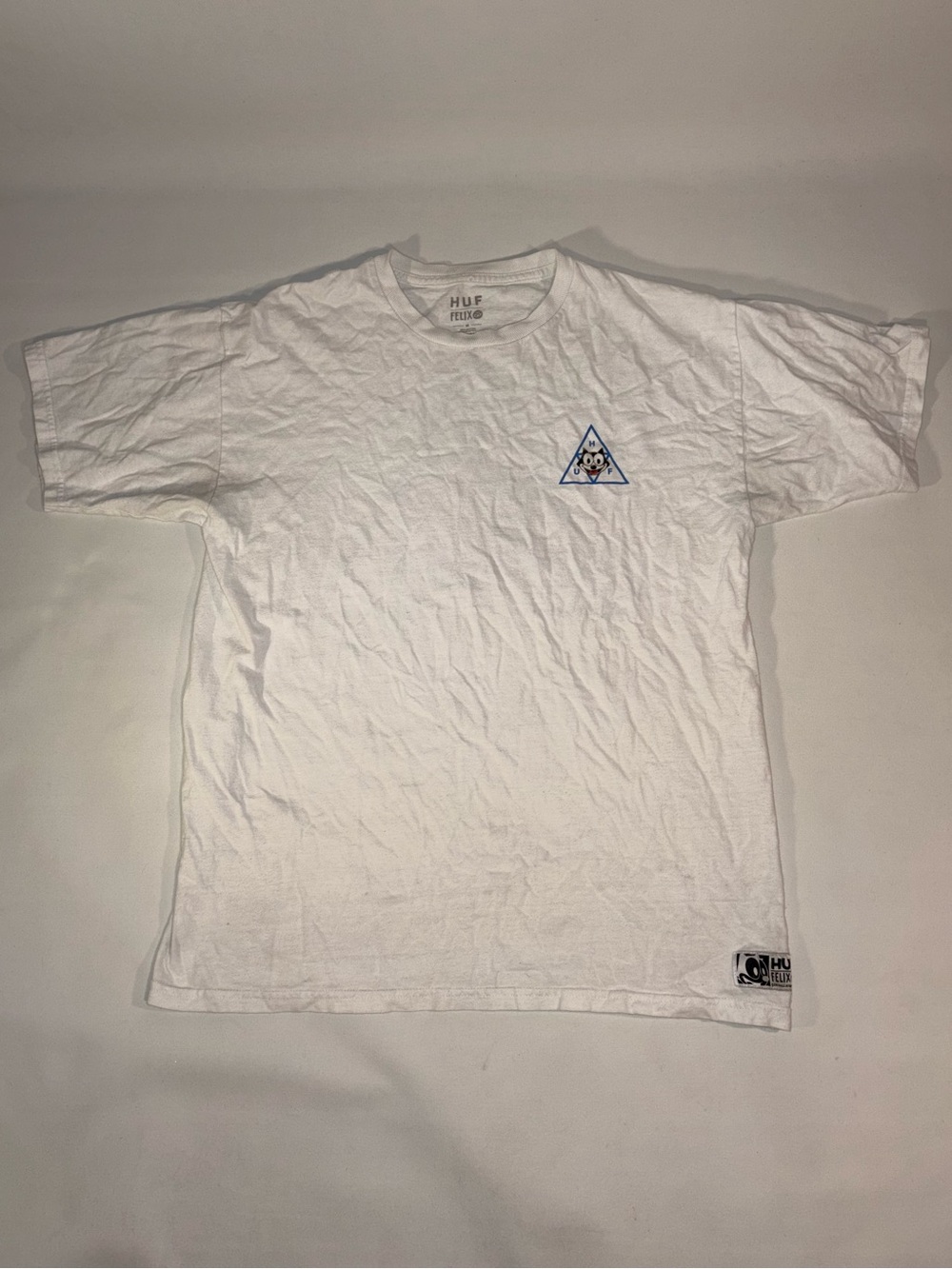 🖤 HUF X FELIX THE CAT TRIFORCE PYRAMID LOGO CARTOON GRAPHIC WHITE T-SHIRT 🖤